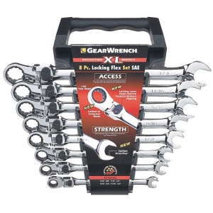 GearWrench 85798 Combination Spanner Set Flexhead XL imperial 8 Pieces